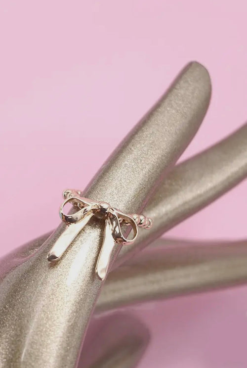 “The Golden Collection” THE BOW Handmade Gold Plated Beaded Stretch Ring