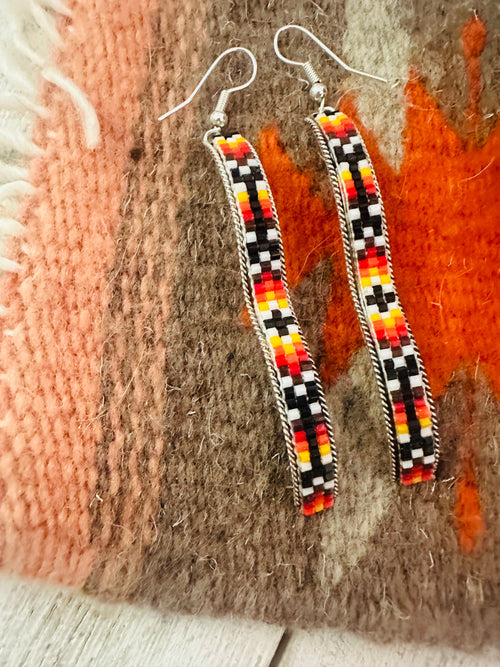 Navajo Handmade Multicolor Beaded Dangle Earrings