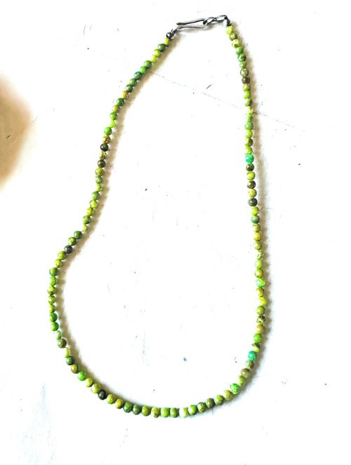 Navajo Green Turquoise & Sterling Silver Beaded Necklace