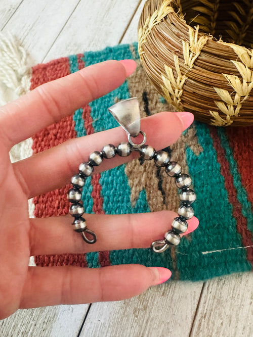 Navajo Sterling Silver Pearl Beaded Naja Pendant