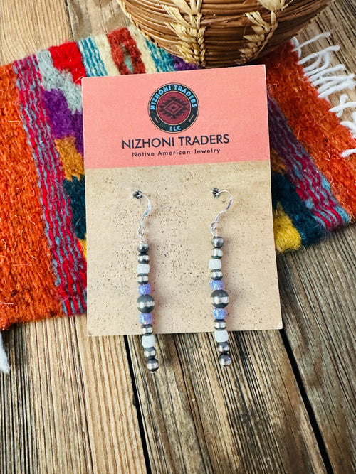 Handcrafted Opal & Sterling Silver Pearl Beaded Dangle Earrings