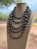 Handmade Sterling Silver Pearl Melon Style Beaded Necklace w/ 2 inch extender
