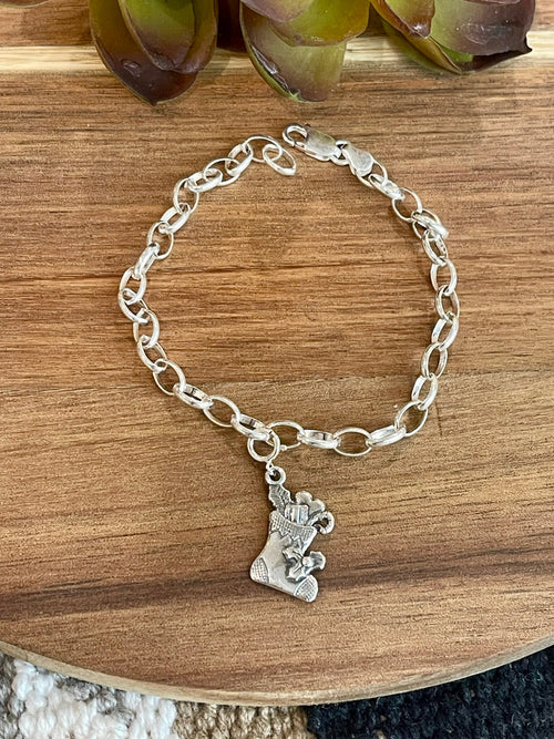 Native Handmade Sterling Silver CHRISTMAS STOCKING Charm