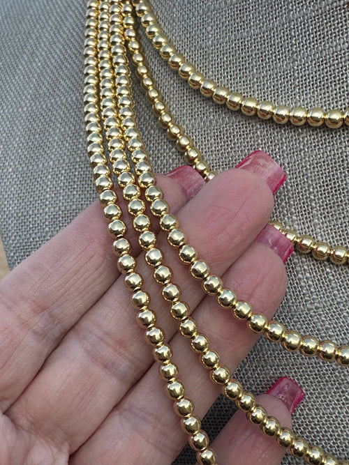 Navajo 14kt Gold Overlay & Sterling Silver Beaded 4mm Necklace
