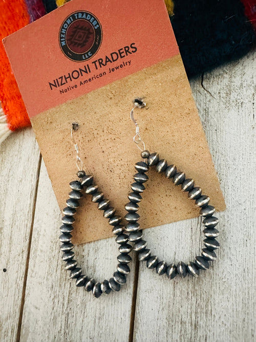 Navajo Sterling Silver Pearl Dangle Hoop Earrings