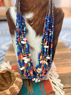 Handcrafted Multi Stone Six-Strand 32” Beaded Necklace