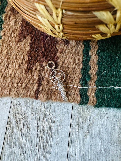 Navajo Crafted Sterling Silver Mini Dream Catcher Charm