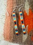 Navajo Handmade Multicolor Beaded Dangle Earrings