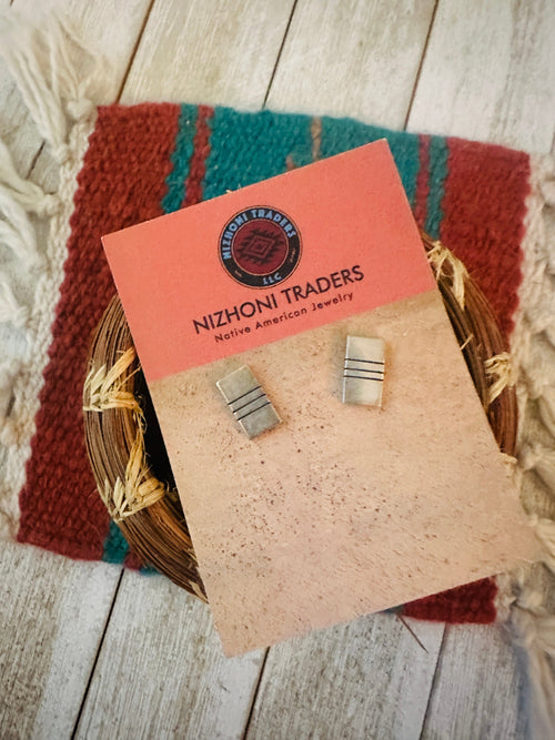 Handcrafted Old Pawn Sterling Silver Stud Earrings