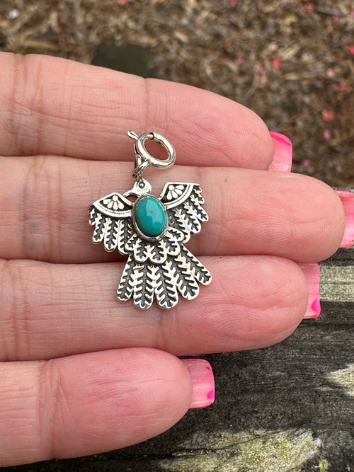 Sterling Silver and Turquoise Thunderbird Charm