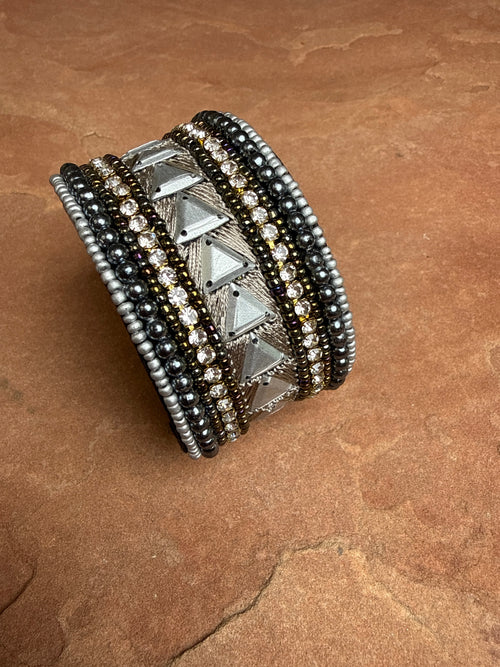 “The Golden Collection” Handmade Beaded Cuff Bracelet