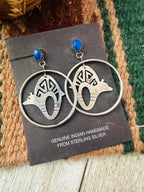Old Pawn Navajo Sterling Silver & Lapis Fetish Bear Dangle Earrings