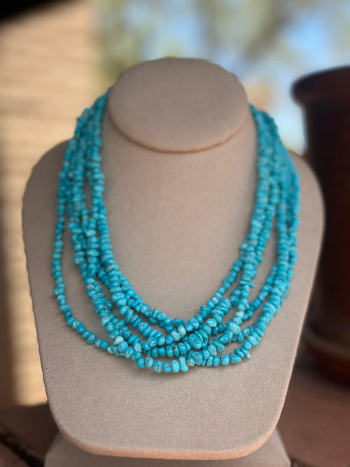 Navajo Kingman Turquoise Beaded Necklace 18 inch