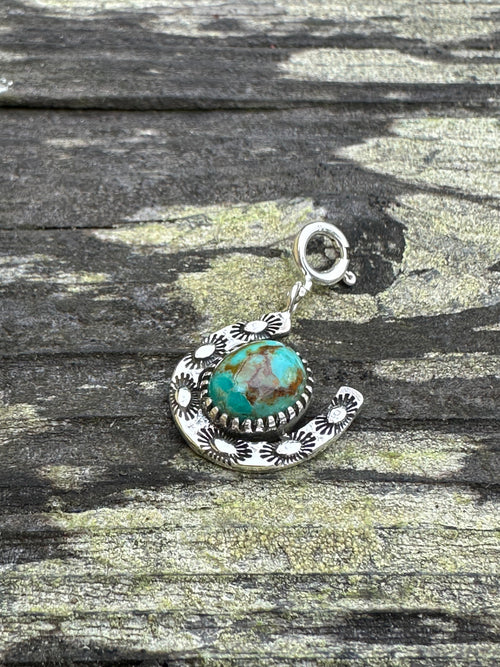 Sterling Silver and Royston Turquoise Horseshoe Charm