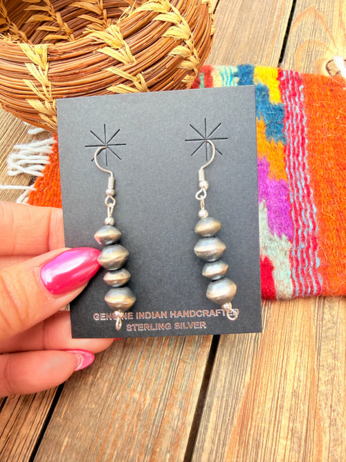 Handcrafted Sterling Silver Pearl Beaded Dangle Earrings