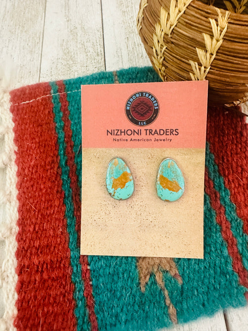 Navajo Royston Turquoise and Sterling Silver Stud Earrings