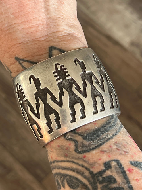 Vintage Sterling Silver Hopi Petroglyph Cuff