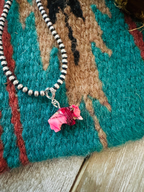 Navajo Hand Carved Rose Dahlia Buffalo Charm