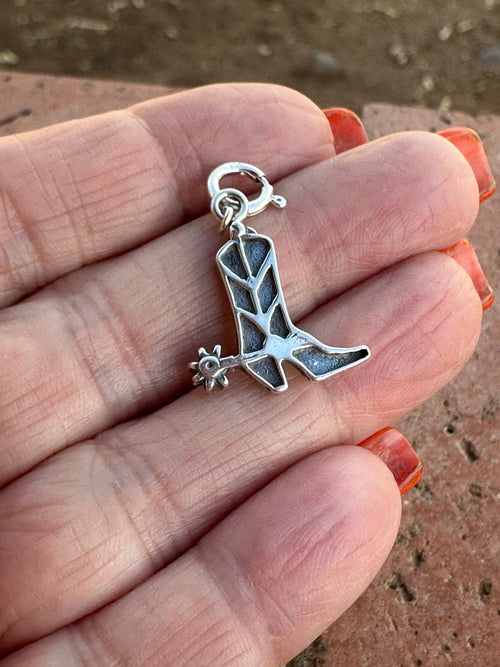 Navajo Crafted Sterling Silver Cowboy Boot Charm