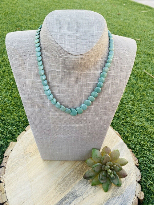 Navajo Turquoise & Sterling Silver Beaded 17” Necklace