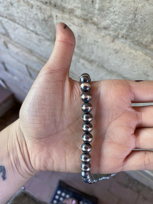 Navajo Pearl Style Sterling Silver Pearls 12mm 30 inch