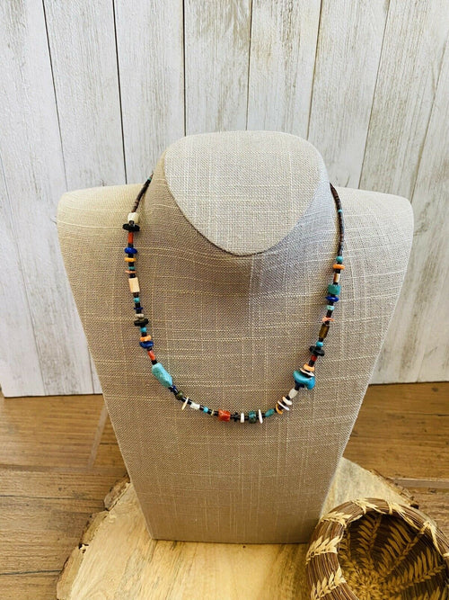 Navajo Multi Stone & Heishi Beaded 18 Inch Necklace