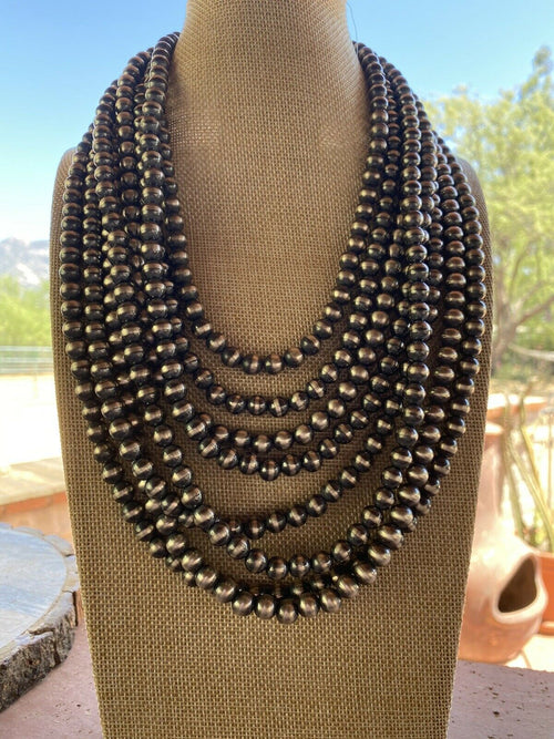 Navajo Pearl Style Sterling Silver Pearls 12mm 30 inch