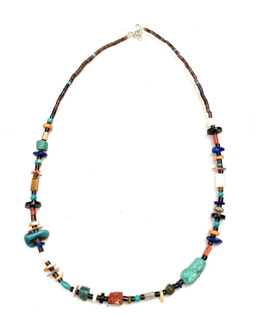 Navajo Multi Stone & Heishi Beaded 18 Inch Necklace