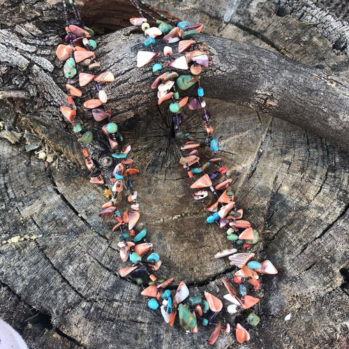 Navajo Multi Stone & Sterling Silver Beaded Necklace