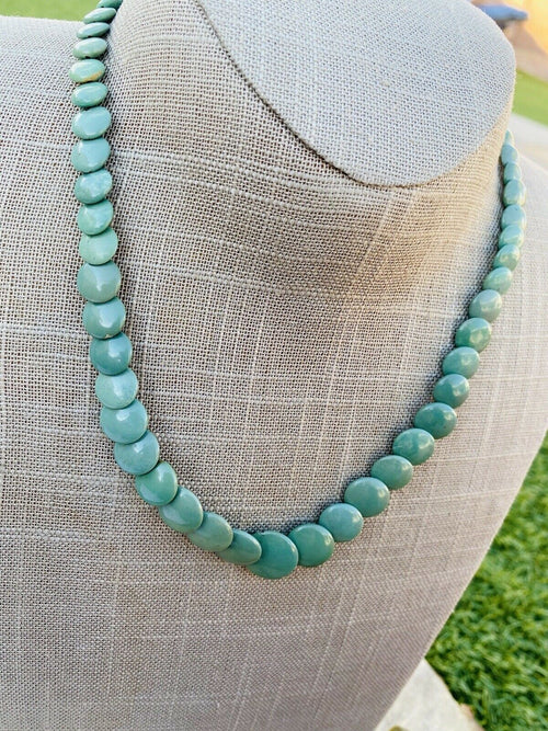 Navajo Turquoise & Sterling Silver Beaded 17” Necklace