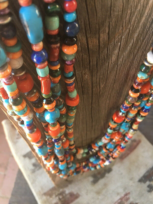 Santo Domingo Multi Stone And Sterling Silver Beaded Necklace