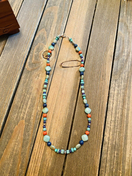 Navajo Sterling Silver & Multi Stone Beaded Necklace