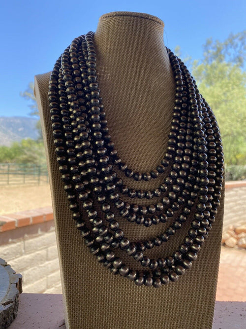 Navajo Pearl Style Sterling Silver Pearls 12mm 30 inch