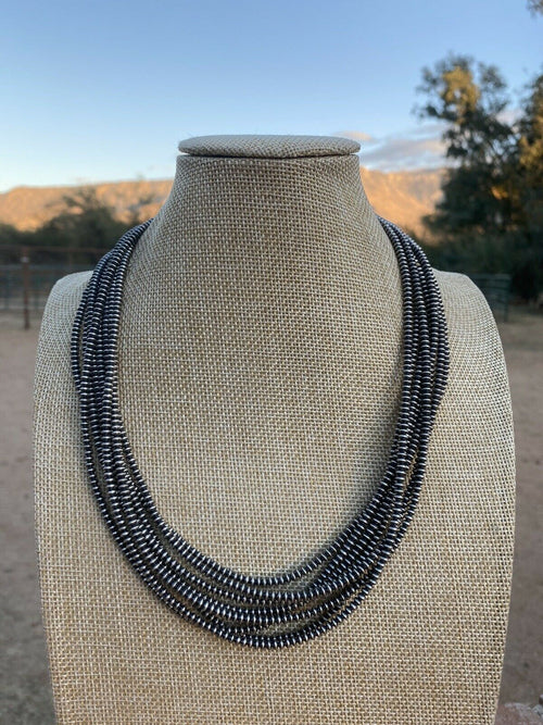 Handcrafted Sterling Silver Saucer Pearls 3mm Beaded Necklace 30 Inch