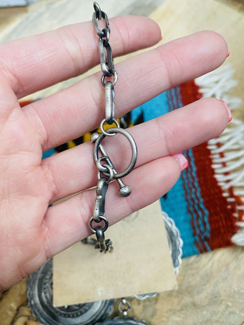 Handcrafted & Hand Stamped Sterling Silver Necklace & Earring Set By Eugene Charley