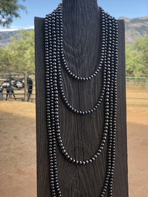 5mm Sterling Silver Navajo Pearl Style Beaded Necklace