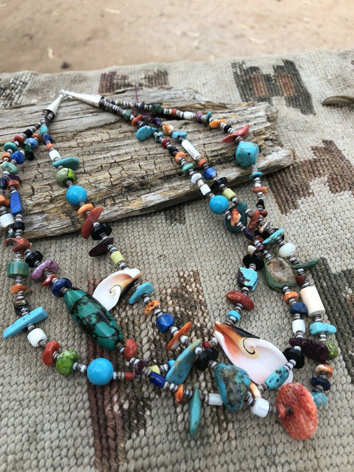 Daniel Coriz Multi Stone & Sterling Silver Beaded Necklace