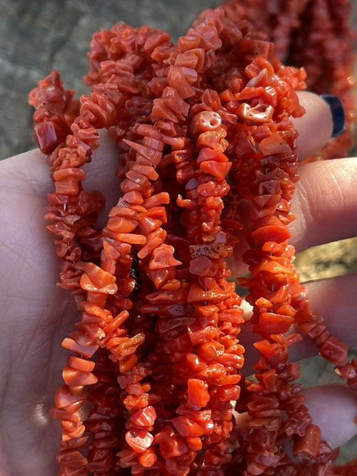 Navajo Sterling Silver Natural Coral 15 Strand Bead 36 Inch Necklace