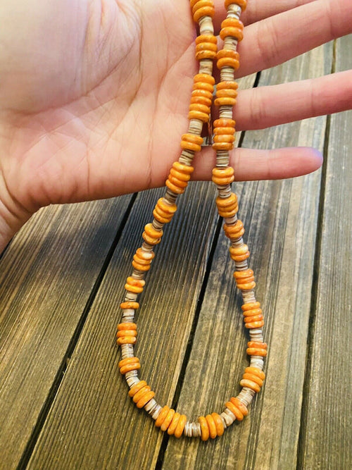 Navajo Sterling Silver, Spiny Heishi Beaded Necklace