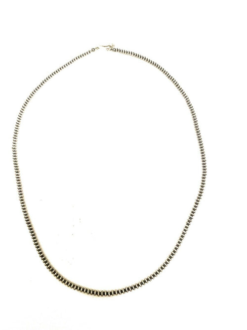 Handcrafted Sterling Silver Saucer Pearls 3mm Beaded Necklace 30 Inch