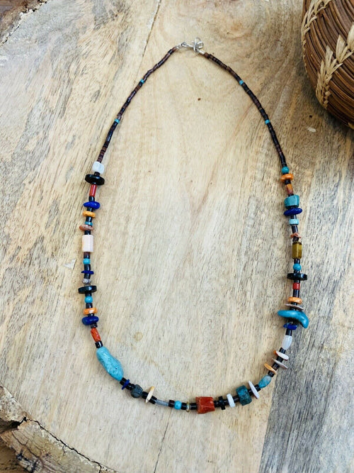 Navajo Multi Stone & Heishi Beaded 18 Inch Necklace