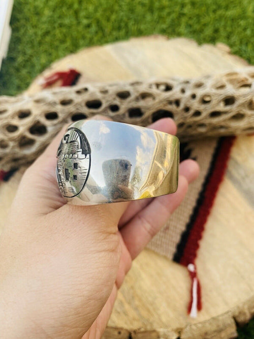 Vintage Handcrafted Sterling Silver Story Teller Cuff Bracelet