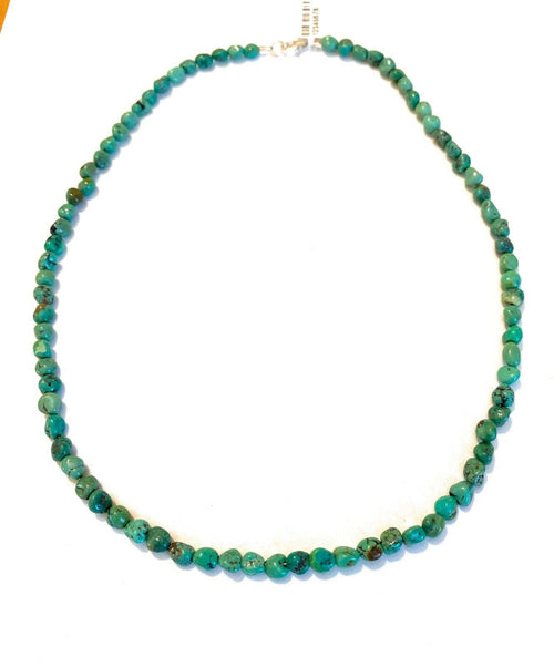 Navajo Turquoise & Sterling  Beaded Necklace 18"