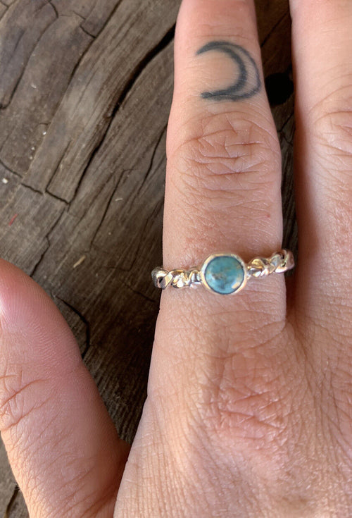 Navajo Turquoise  Sterling Silver Braided Ring