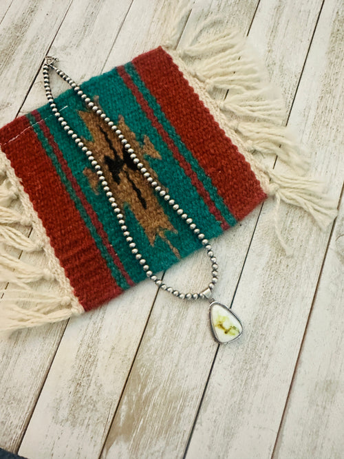 Navajo Sterling Silver & Palomino Turquoise Beaded Necklace