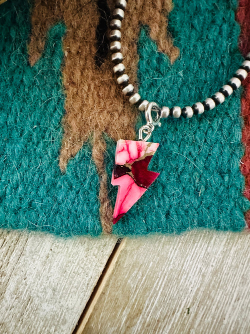 Navajo Hand Carved Rose Dahlia Lightning Bolt Charm