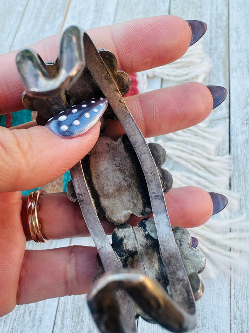 Handcrafted Old Pawn Sterling Silver & Kingman Turquoise Cuff Bracelet