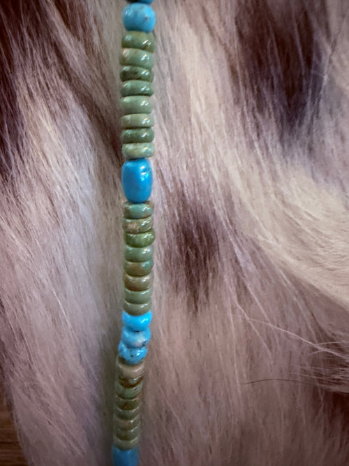 Handcrafted Turquoise & Sterling Silver 30" Beaded Necklace