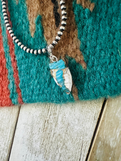 Navajo Hand Carved Blue Mojave Arrowhead Charm