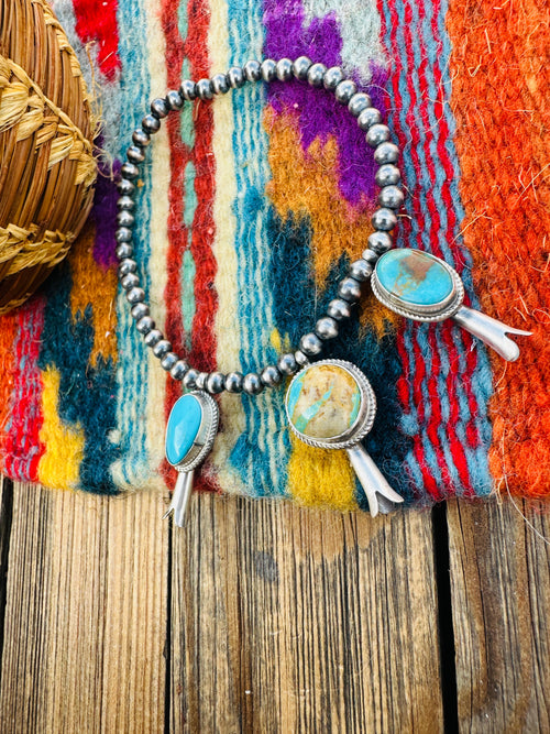 Handcrafted 3mm Sterling Silver Pearl & Turquoise Blossom Stretch Bracelet